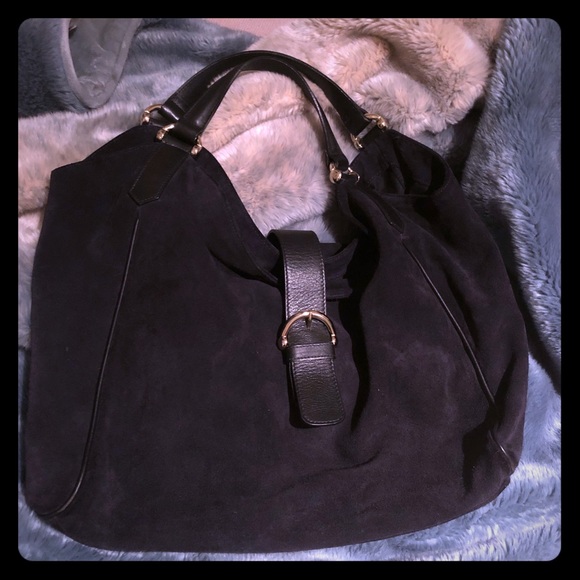 navy suede hobo bag